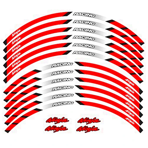 ESTELLE Motorcycle Front and Rear Wheels Edge Outer Rim Sticker Reflective Stripe Wheel Decals for Kawasaki Ninja