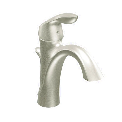 Moen Eva Brushed Nickel One-Handle Single Hole Bathroom Sink Faucet with Optional Deckplate and Available Vessel Sink Extension Kit, 6400BN
