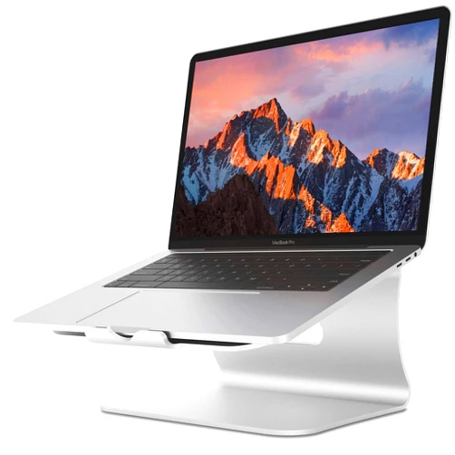 Bestand Laptop Stand, Aluminum Notebook Holder Riser Heat-Vent for MacBook Air/Pro, Dell, HP, Lenovo, Microsoft Surface, Samsung 11-16 inches Notebook (Space Silver)