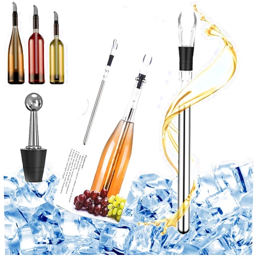 HEDGAUCP 3-in-1 Stainless Steel Wine Bottle Cooler Stick, for Chilling and Aerating Wine