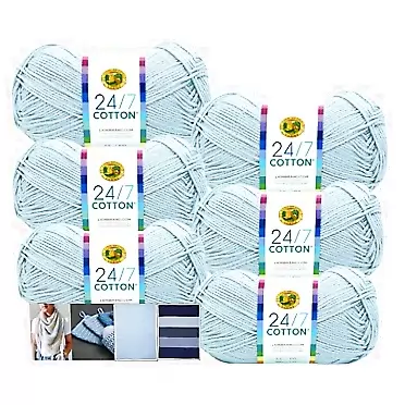 Lion Brand Yarn - 24/7 - 6 Pack with Pattern Cards (Cool Grey) Cool Grey [761-151X] Pale Cool Grey
