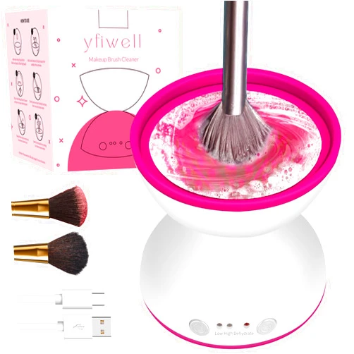 Yfiwell Ultra-Fast Electric Makeup Brush Cleaner and Dryer Two speeds and dehydrating function, 5V/2A power adapterAutomatic USB Makeup Brush Cleaning Tool for Beauty Makeup Brush Sets