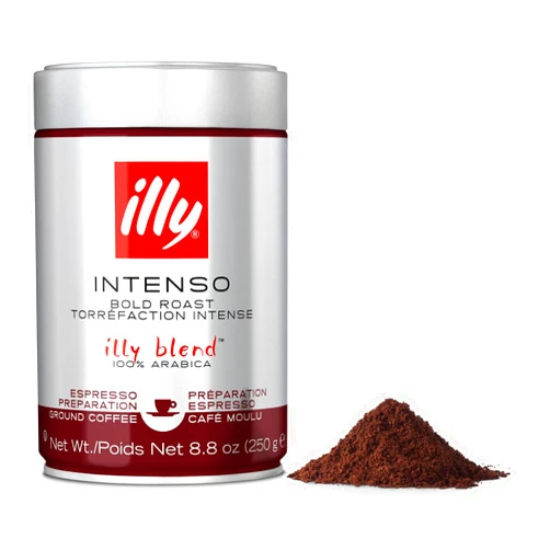 Illy Intenso Ground Espresso Coffee, Bold Roast, Intense, Robust And Full Flavored With Notes Of Deep Cocoa, 100% Arabica Coffee, No Preservatives, 8.8 Ounce (Pack Of 1)
