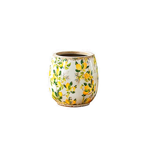 Alizonica Pastoral Lemon Pattern Ceramic Flower Pot Decoration