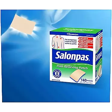 Salonpas Pain Relieving Patches, Pain Relieving Patch for Back Pain, Neck Pain, Shoulder Pain, Knee Pain, Muscle Soreness & Pain, Joint Pain, Up to 8 Hours of Pain Relief, 140 Count