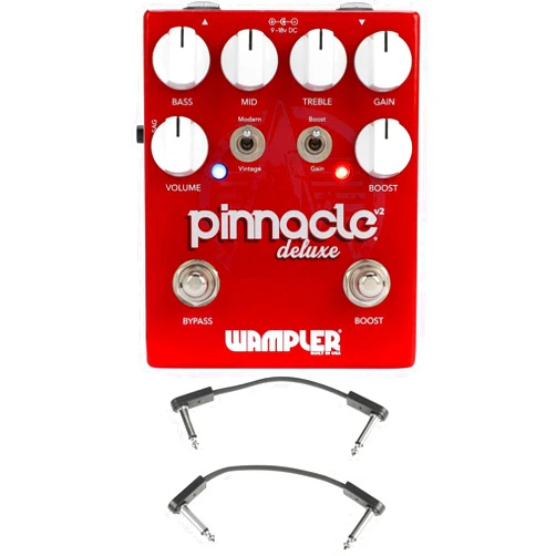 GearNuts Wampler Pinnacle Deluxe V2 Overdrive Pedal with Patch Cables Bundle