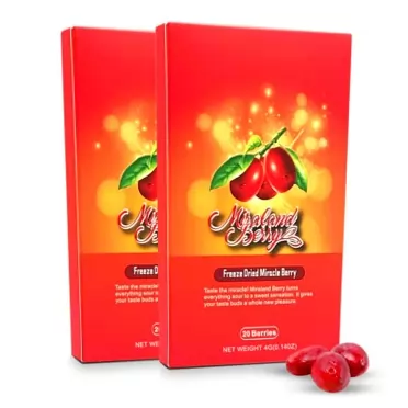 MIRALAND BERRY MiralandBerry Freeze Dried Miracle Berry, Miracle Fruit, 40 Whole Premium Berries, Cut Sugar Intake, Turns Sour Foods to Sweet, Great for Taste Tripping Party 40 COUNT