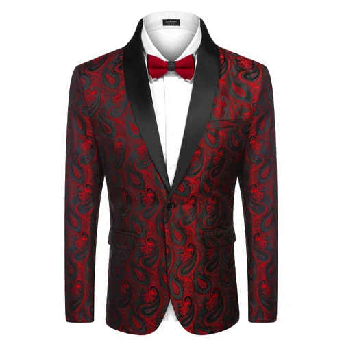 COOFANDY Mens Floral Tuxedo Jacket Paisley Shawl Lapel Suit Blazer Jacket for Dinner,Prom,Wedding