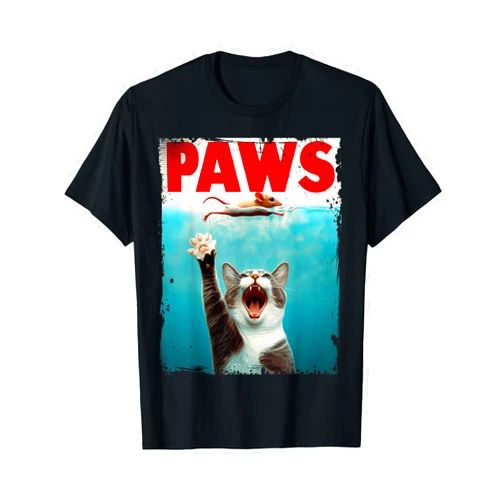 Paw-some Kitty Cats USA Gift Idea PAWS Parody Cat Mouse Humorous Cat Chasing Mouse Kitten T-Shirt