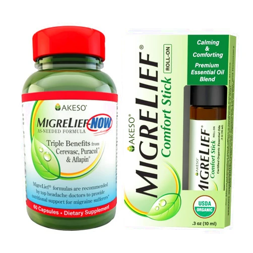 MigreLief Rescue Combo for Migraine Sufferers, Fast-Acting Supplement & Essential Oils Roll-On, Quick-Action Support