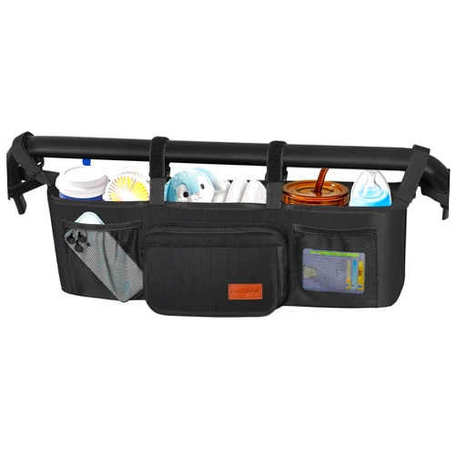 Guiseapue Double Stroller Organizer with 2 Insulated Cup Holders: Parent Console Double Jogging Stroller Caddy, Stroller Accessories Fits for Baby Jogger City Mini GT2 and Jeep Double Stroller
