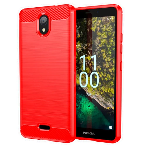 EVUNNBC for Nokia C100 Case, Nokia C100 Phone Case Flexible TPU Shock-Absorption Military Grade Drop Protection Slim Fit Phone Cover for Nokia C100 (Red)