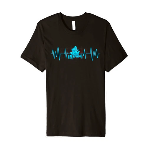 Cool Motorsports EKG Riding Racing Motorbike Lover Funny ATV Heartbeat Four Wheeler Quad Bike Biker Gift Men Premium T-Shirt