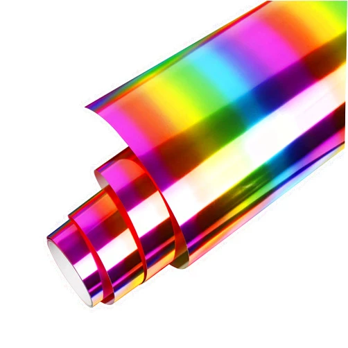 Gatichetta Metallic Foil HTV Roll Holographic Rainbow Heat Transfer Vinyl, 12