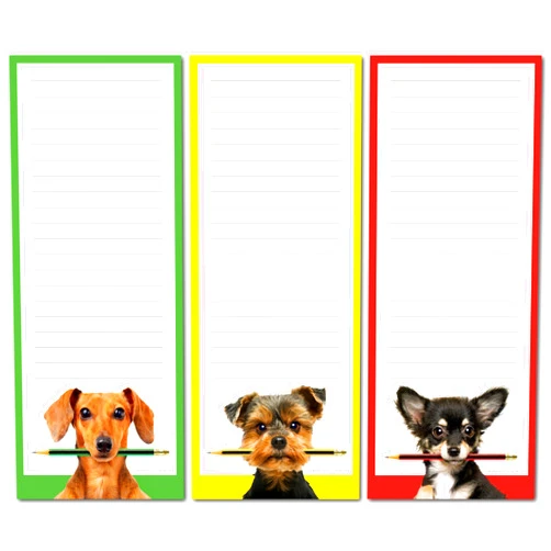 Elwyn Life Funny Dogs Large Magnetic Notepads for Refrigerator (3 Pack) 3.5 x 9 - 50 Sheets per Pad - Grocery List Magnet Pad for Fridge, Cute Note Pads, Memo Pad, Meal Planner, To Do List Notepad, Menu, Recipes