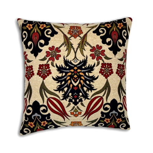 Mihman 18x18’’ Decorative Throw Pillow Cover with Plant Floral Patterns | Embroidered Pillow Cover - Best for a Couch or Sofa | Boho Throw Pillow Cover with All-Natural Handmade Cotton Fabric