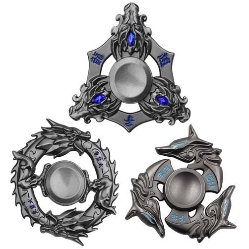 Anzmtosn 3 Pieces Dragon Fidget Spinner, Cool Metal Hand Finger Spinners, Fingertip Spinners Toy Metal for Anxiety Stress Relief Toy Party Favor Birthday Gifts for Kids Adults, Classroom Prizes(Black)