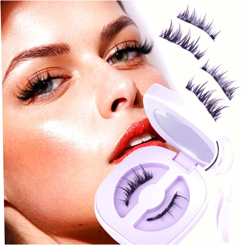 Zanlufly Magnetic Eyelashes Half Magnetic Lashes Kit with Applicator Cat Eye No Glue Lashes Double Sided Magnetic Lashes Kit 3/4 Magnetic Eyelashes with Lash Applicator by zanlufly