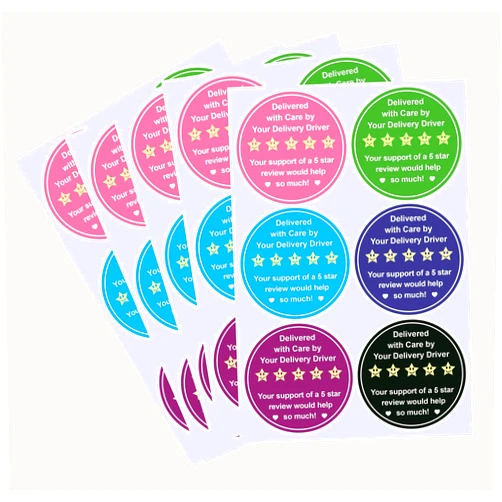 M MeshaKippa 5 Star Review Delivery Labels,2 inch 300pcs Colored Thank You for Your Order Stickers