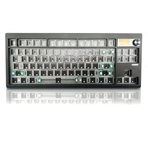 FKZ GMK87 TKL Mechanical Keyboard Kit,80% Hot-Swap Tri-Mode BT 5.0/2.4G/USB-C Wireless RGB Gaming Keyboard Custom Gasket Mounted TFT LCD Screen Barebones Kit with DIY Knob for PC Mac(Black)