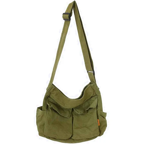 Yaucher Canvas Messenger Bag Large Hobo Crossbody Bag with Multiple Pockets Casual Shoulder Tote Bag for Women and Men