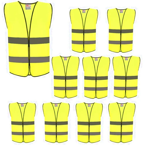 zojo High Visibility Kids Safety Vests,Reflective Vest for cycling, skateboarding, or walking back to school -Fits for Boy and Girl 3-7 (10 PACK, Kids-S-Neon Yellow)