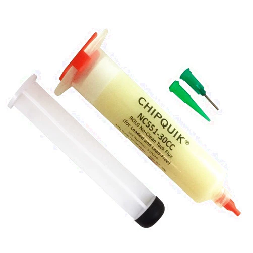 Chip Quik NC551-30CC ROL0 No-Clean Tack Flux in a 30cc/30g syringe w/plunger & tips