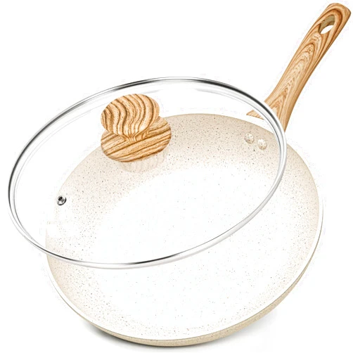 MICHELANGELO 12 Inch Frying Pan with Lid, Non Stick Frying Pan with Non-Toxic Granite Coating, Nonstick Pan with Anti-Scald Handle, Large Frying Pan Induction Compatible
