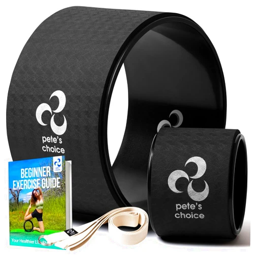 Pete's choice Extra Wide Yoga Wheel, Mini Yoga Wheel - Beginner Friendly Yoga Kit. More Comfortable, Stable and Safer Back Roller. Improve posture, better mobility. Ideal Home Exercise. Relieve Back Pain.