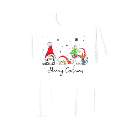 Merry Catmas Cat Lover Santa Hat Christmas Cats With Santa Hat Merry Catmas Cat Lover Christmas Gift T-Shirt