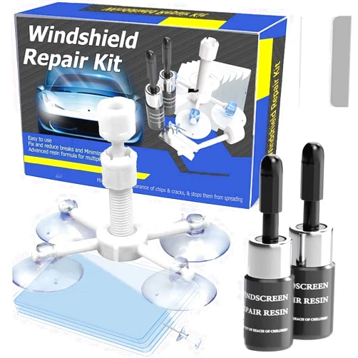 Zupooko Windshield Repair Kit, Windshield Crack Repair Kit,2 Pcs Car Glass Repair Kit Quick Fix for Chips & Cracks, Windshield Chip Repair Kit, Automotive Nano Fluid（Blue）