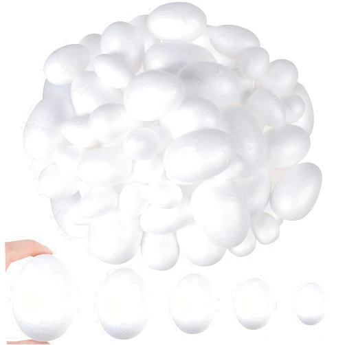 DIYASY 50 Pcs Foam Eggs,3.5-7cm White Foam Eggs Shape Smooth Mixed Craft Making Eggs for DIY and Easter Decoration.