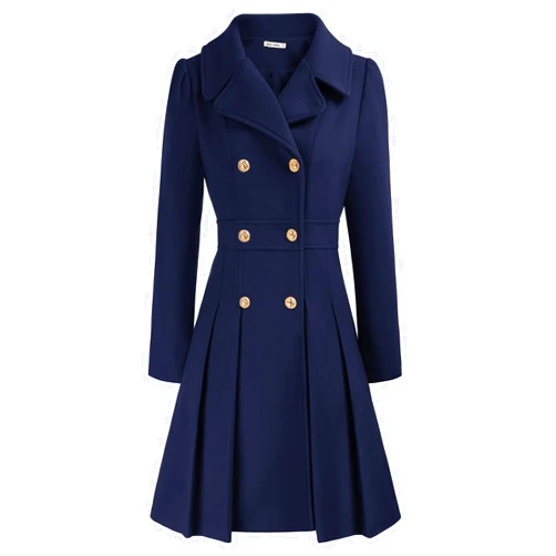 GRACE KARIN 2024 Women's Fashion Trench Coat Notch Lapel Double Breasted Thick A Line Pea Coats Jacket with Pockets(S-2XL)
