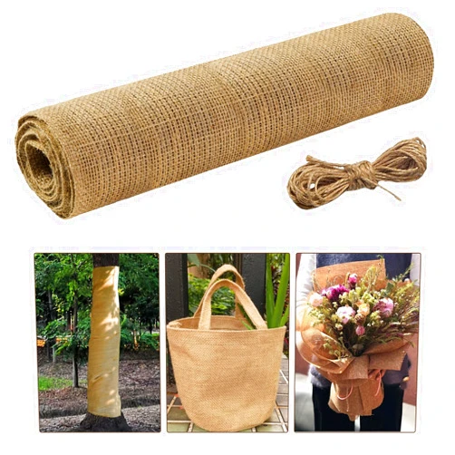 WSFSLJWDW Natural Burlap Tree Wrap Rolls-23.6in x 16.4ft Burlap Tree Protector Wraps,Burlap Plants Wrap Bandage for Keep Plant Warm and Moisturizing