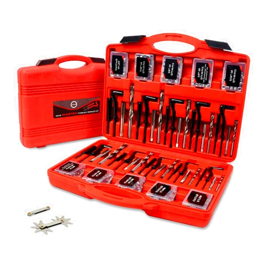 AKM 338Pc Thread Repair Kit, HSS Drill Helicoil Repair Kit SAE&METRIC，1/4