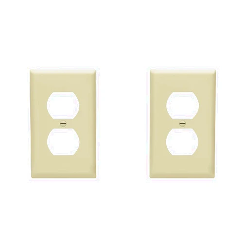 Enerlites 8821-I Duplex Receptacle Outlet Wall Plate, Standard Size 1-Gang, Polycarbonate Thermoplastic, Ivory (Pack of 2)