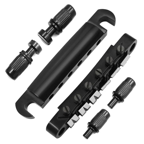 Micovay Tune-o-matic Bridge and Tailpiece with Studs Set Fit for ABR-1 Bridge Style Les Paul LP Electric Guitar Replacement, Black