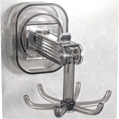 Fischuel Bathroom Wall and Ceiling Rotary Hook, 6 Claws Swivel Hook Shower Hanger, Compatible with Bathroom, Dressing Table, Entryway Storage(Black)