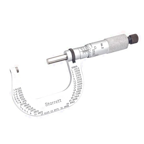 Starrett Outside Micrometer with One-Piece Spindle, Satin Chrome Finish and Advanced Sleeve Design - Quick and Easy Adjustment, 1-2