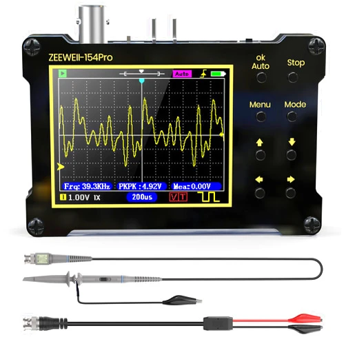 Leolov Mini Handheld Digital Oscilloscope, Support Persistence, PWM, 14 Type Measurement, 40MSa/s Sampling Rate, 18MHz Bandwidth, Signal Generator Frequency 500Khz, 2.4” LCD Display