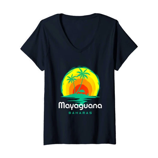 Mayaguana Holiday Design Womens Bahamas Mayaguana V-Neck T-Shirt