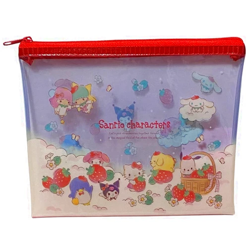 Friend Sanrio Characters Accessories Cosmetic Flat vinyl pouch Zipper Case Bag 18×13.5cm (Strawberry)