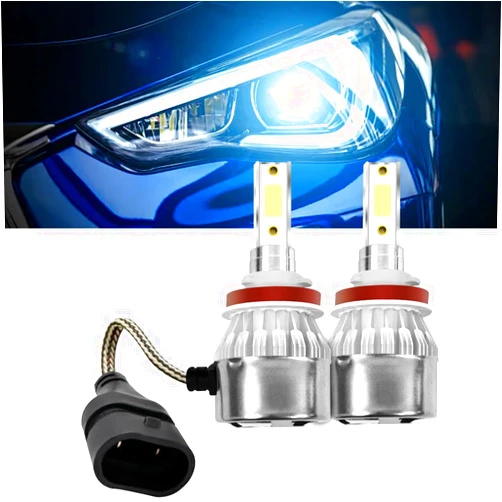 Wogomz 2 PCS H8/H11/H9 Car LED Light, 3000K 3800LM Super Bright Auto Headlight Bulb, Waterproof Car C6 LED Fog Light High and Low Beam Bulb Replacement, Plug & Play Bulb Lighting Car Accessories