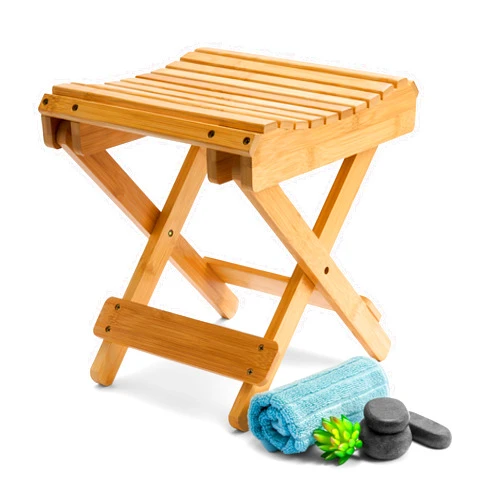 Sorbus Bamboo Folding Step Stool Bench - for Shaving, Shower Foot Rest, Bath Chair - Great for Bathroom, Spa, Sauna, Wooden Seat, Fully Assembled - 11.75