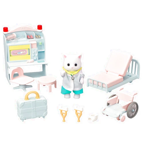 Calico Critters Village Doctor Starter Set, Dollhouse Playset with Figure and Accessories