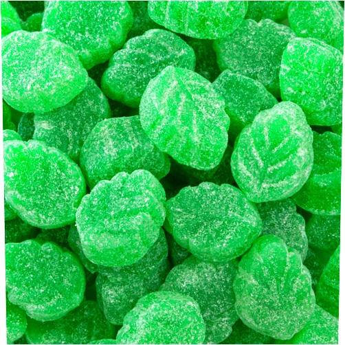 CRAZYOUTLET Spearmint Leaves Jelly Candy - 2 Pound Bulk Bag - Classic Spearmint Candy with Soft Chewy Texture - Leaf Shaped Mint Jellies for Parties and Decorating