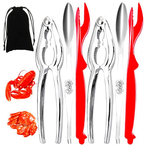 Artcome Artcom 7 Piece Seafood Tools Set - 2 Crab Crackers, 2 Lobster Shellers, 2 Wide Crab Forks, 1 Storage Bag