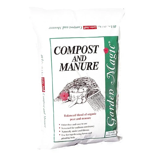 Michigan Peat 40 Pound Garden Magic Compost and Manure with Odor Free Blend and Naturally Moist and Fibrous for Lawn and Garden