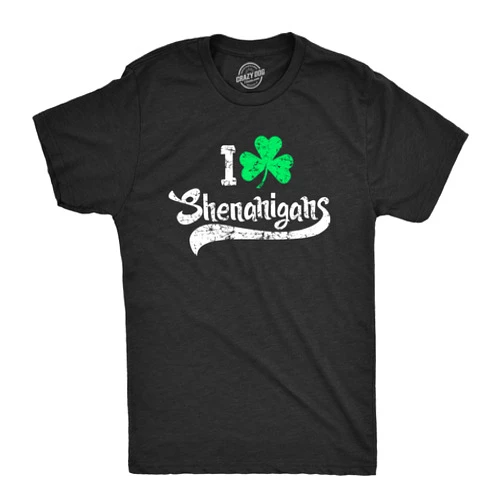 Crazy Dog T-Shirts Mens St Patricks Day Shirts – Funny Irish I Clover Shenanigans and Hooligan Tees Irish Tshirt for The Parade