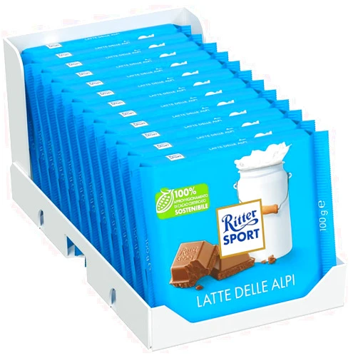 Ritter Sport alpine milk 100gr/3.53oz x12